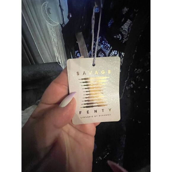 Savage x fenty nwt framed in denim teddy slip lace charm bird - Picture 7 of 12